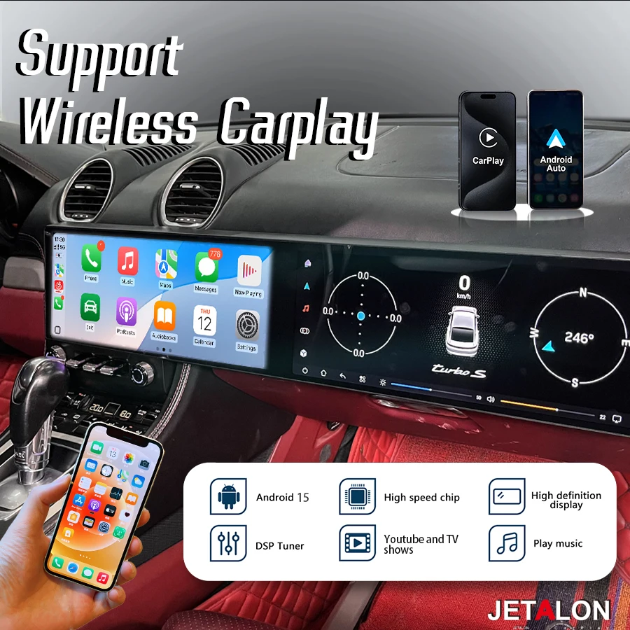 Carplay For Porsche Cayman 718 2016-2023 Upgraded Interactive 12.3