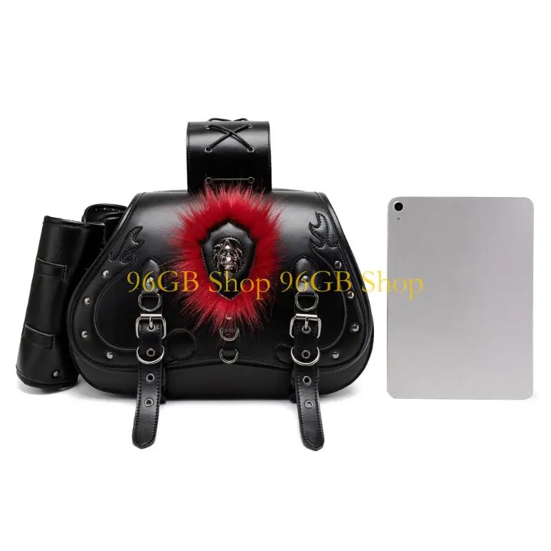 96GB Waterproof Motorcycle Pack Bags Punk Design Strong PU Storage Bag for Bike
