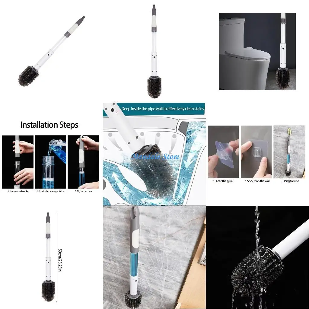 

U2JC Small Electric Toilet Cleaner with Auto Dispensing Detergent System & Ergonomic Long Handle Construction for Bathroom