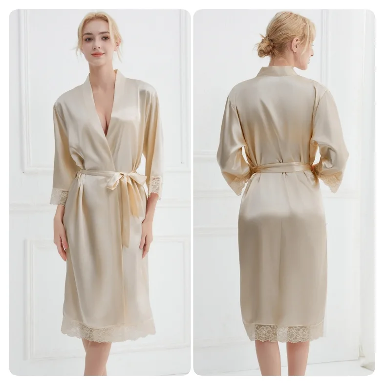 Robe Women Floral Bathrobe Kimono Robe Silk Long Wedding Bride Bridesmaid