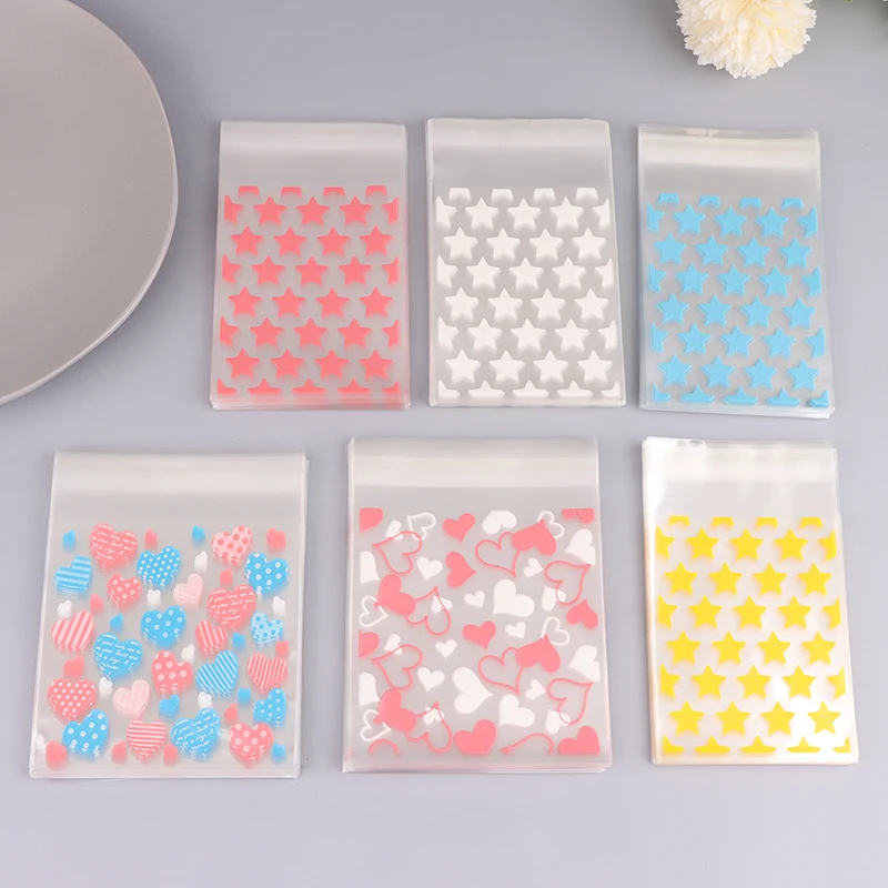 50Pcs Transparent PVC Plastic Star Jewelry Self-adhesive Bag Candy Card Holder Small Photo Animation Storage Gift Package Bags