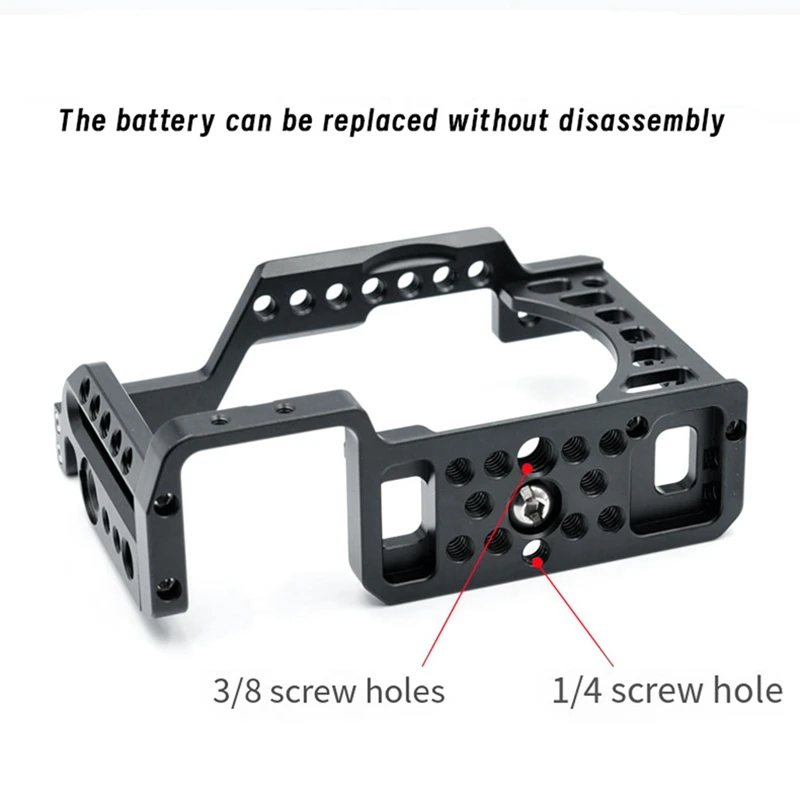 【A99P】Aluminum Alloy Camera Cage Rig with Cold Shoe Mount for Sony A6000/A6300/A6400/A6500 Cameras Silver