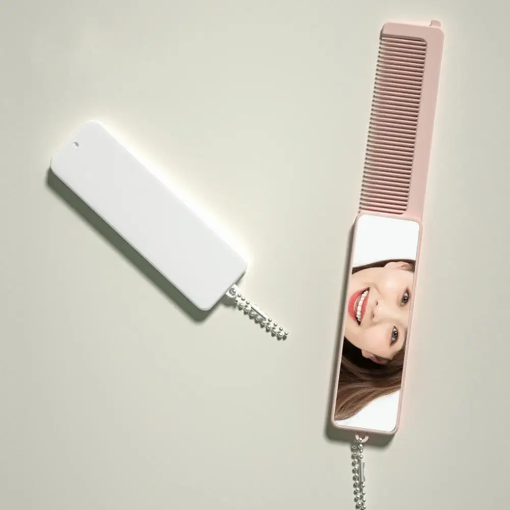 Folding Hair Comb with Mirror Folding Comb Mirror with High-definition Glass 2-in-1 Portable Grooming Tool Compact for On-the-go
