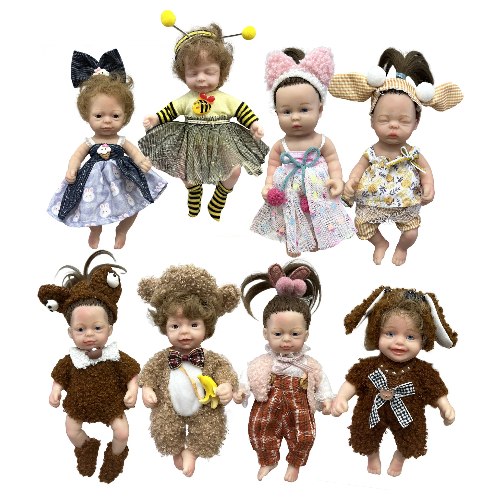 Mini Bebê Reborn Full Body Solid Silicone Dolls 6 Inch Handmade Painted Cute Baby Reborn Dolls Bebe Reborn Corpo De Silicone