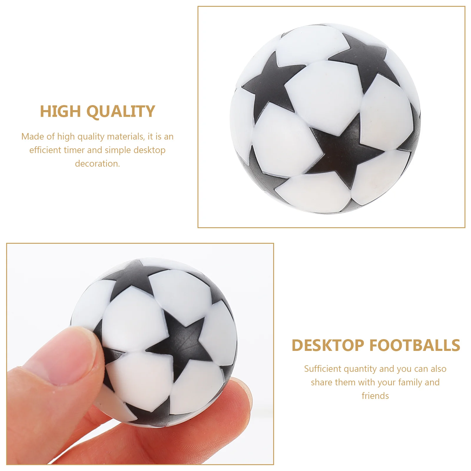 

8 Pcs Eco-friendly Mini Black White Football Table for Desktop Soccer Game Accessories Small Five-star Soccer Balls