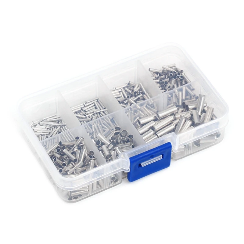 Uninsulated Cable Sleeves Metal Wire End Ferrules Set Wire End Crimp Pin End Terminals Connectors 600pcs/set