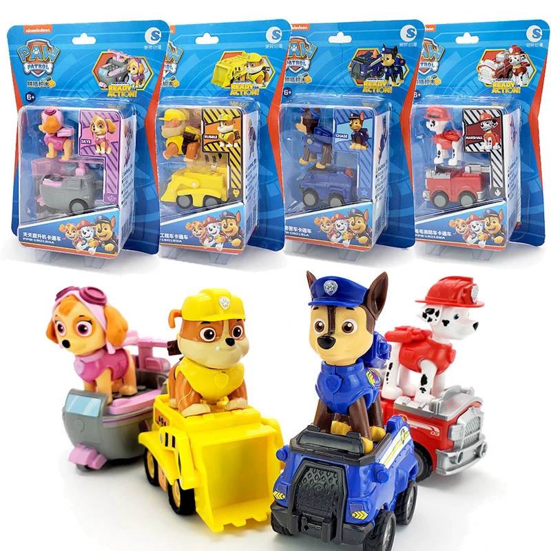 Conjunto de brinquedos de veículos da patrulha pata, carro deformado, perseguição rocky, skye, patrulha pata, filhote de cachorro, figura de ação, modelo de carro para crianças, brinquedo de presente de aniversário