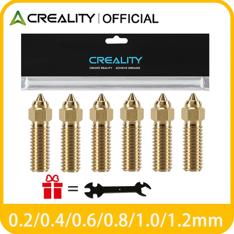 Creality Official K1/K1 Max Nozzle 6PCS Brass Nozzles with wrench,High Speed 0.4mm Nozzles for Ender 3 V3 KE/CR-10 SE/CR-M4