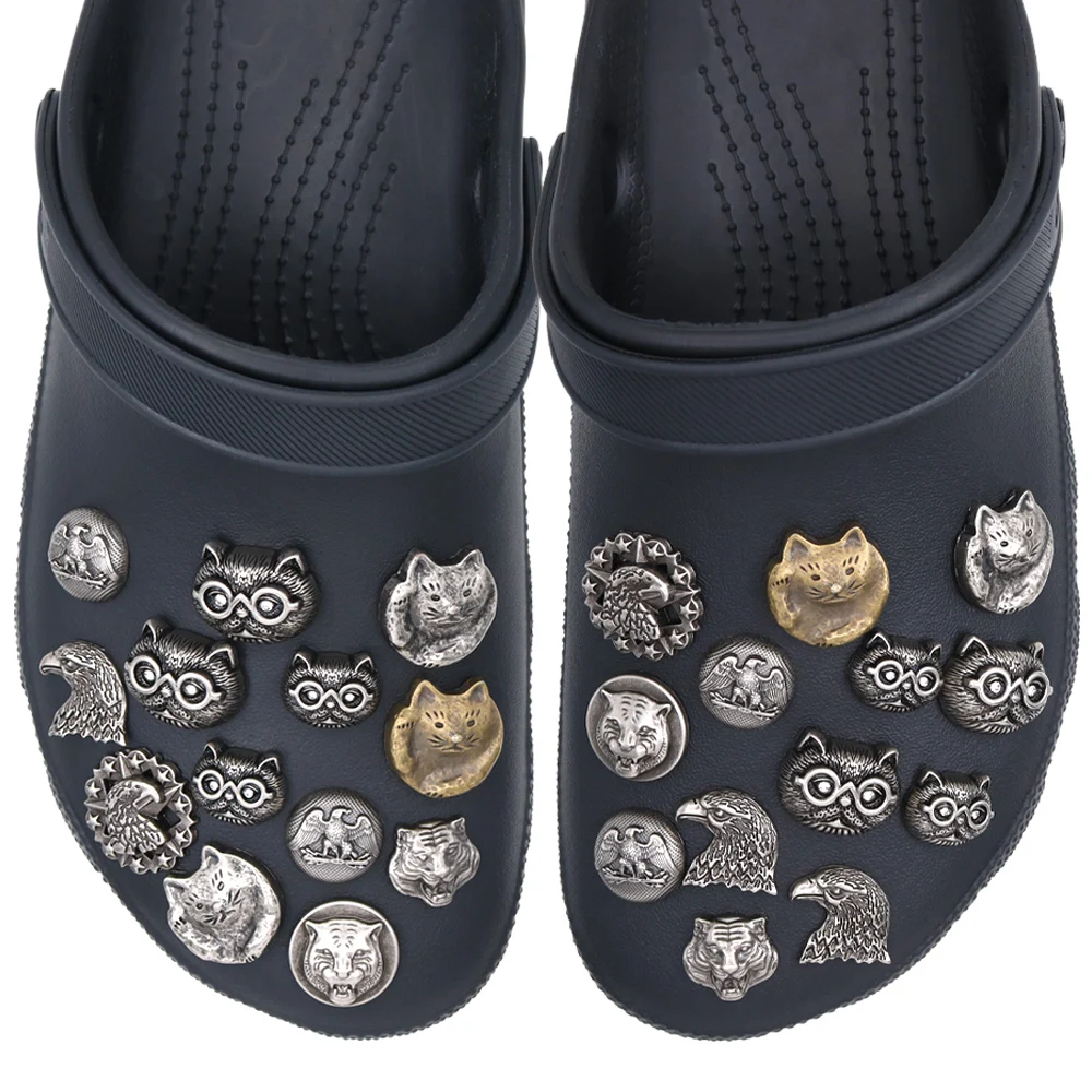

Croc Charms Shoe Decorations Shoe Charms Pines Pins Sandalias De Metal Three-dimensional Owl Cat Eagle 1pcs Accessories A-5