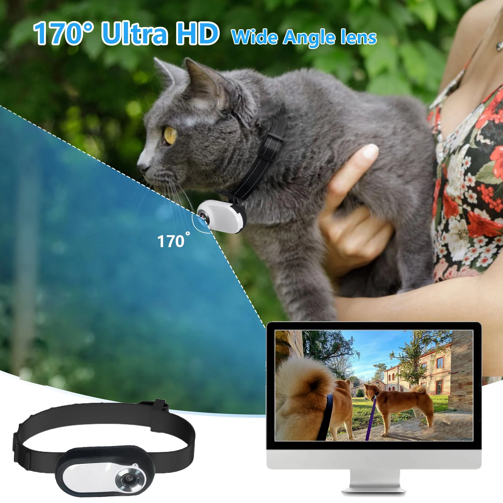 Pet Cat Camera Collar HD 1080P Dog Tracker Collar Portable Outdoor/Indoor Micro Camera For Cat Dog Action Camera Wireless Collar