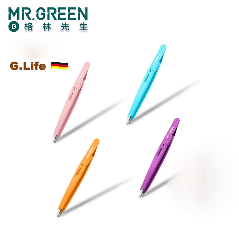 MR.GREEN  Eyebrow Tweezer Colorful Hair Beauty Fine Hairs Puller Stainless Steel Slanted Eye Brow Clips Removal Makeup Tools