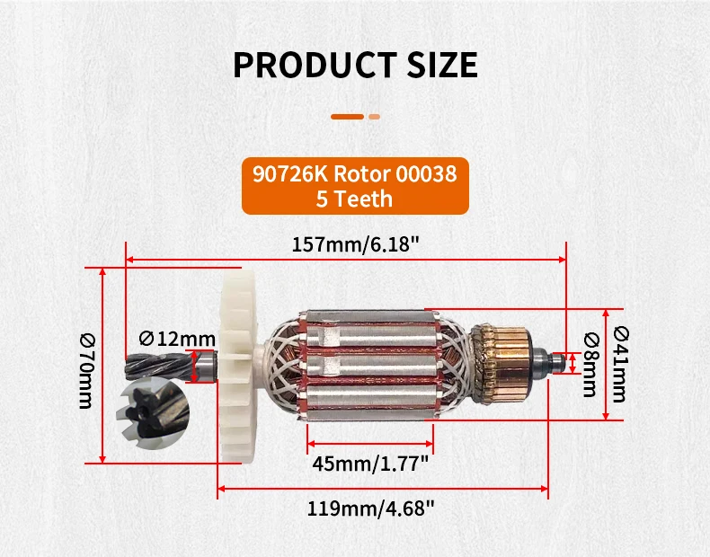 Elektro werkzeug Zubehör ubilly Thunderbolt Mads 26 Elektro hammer Rotor 5 Zähne 90726k Rotor – Detail 4