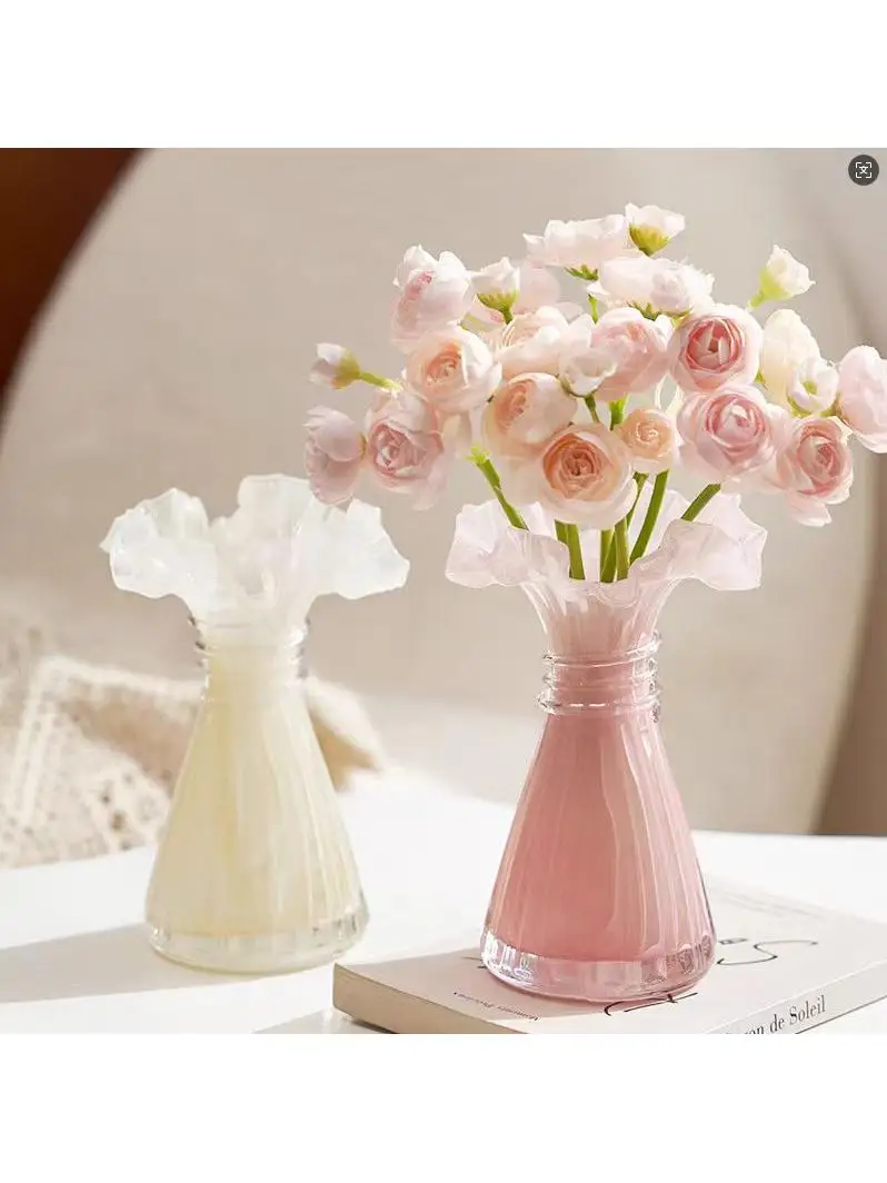 Glass Flower Vase Small Style Creative Living Room Decorative Flower Pot Table Centerpiece Glass
