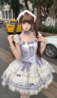 Sweet Purple JSK Ballet Style Cute Lolita Dresses Women Birthday Dress Flying Sleeve Princess Dress 2025 New Puffy Cake Dress