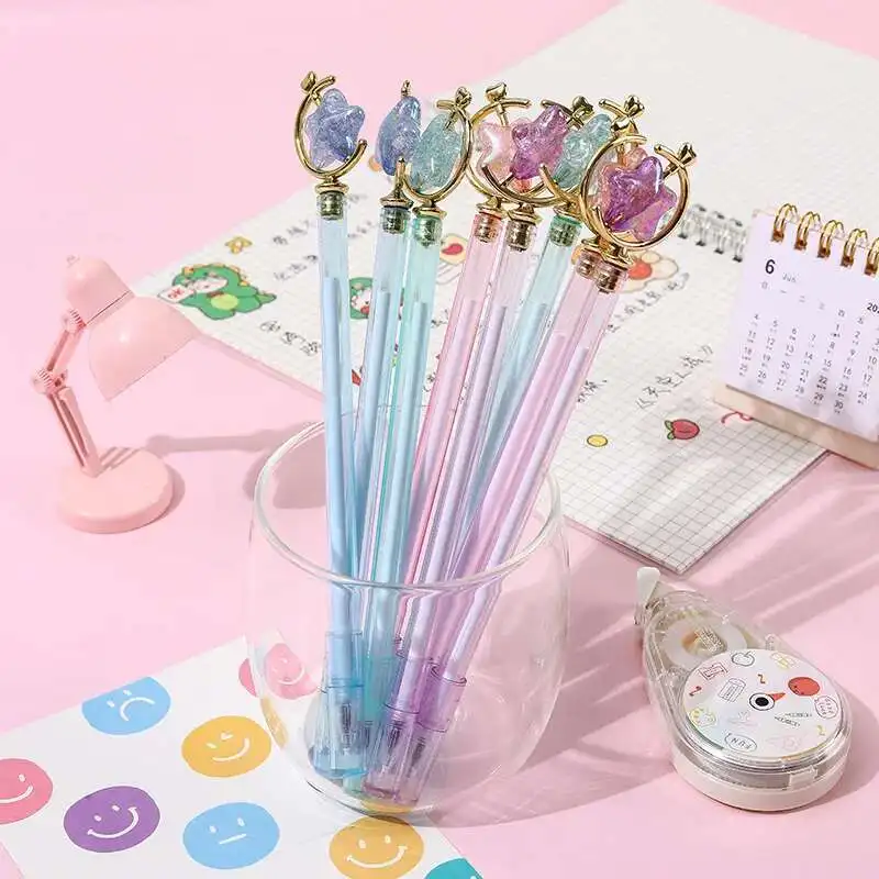 1 Stück Lytwtw's süße Kawaii-Stern-Kristall-Gel-Tintenstifte, Kawaii-Briefpapiermaterial, Büro, Schulbedarf, Geschenke, Gelstift – Detail 2