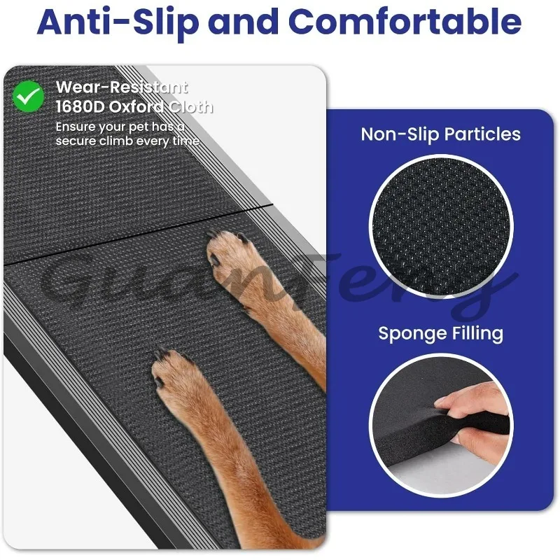 Pet ramp for large dogs with non-slip carpet surface