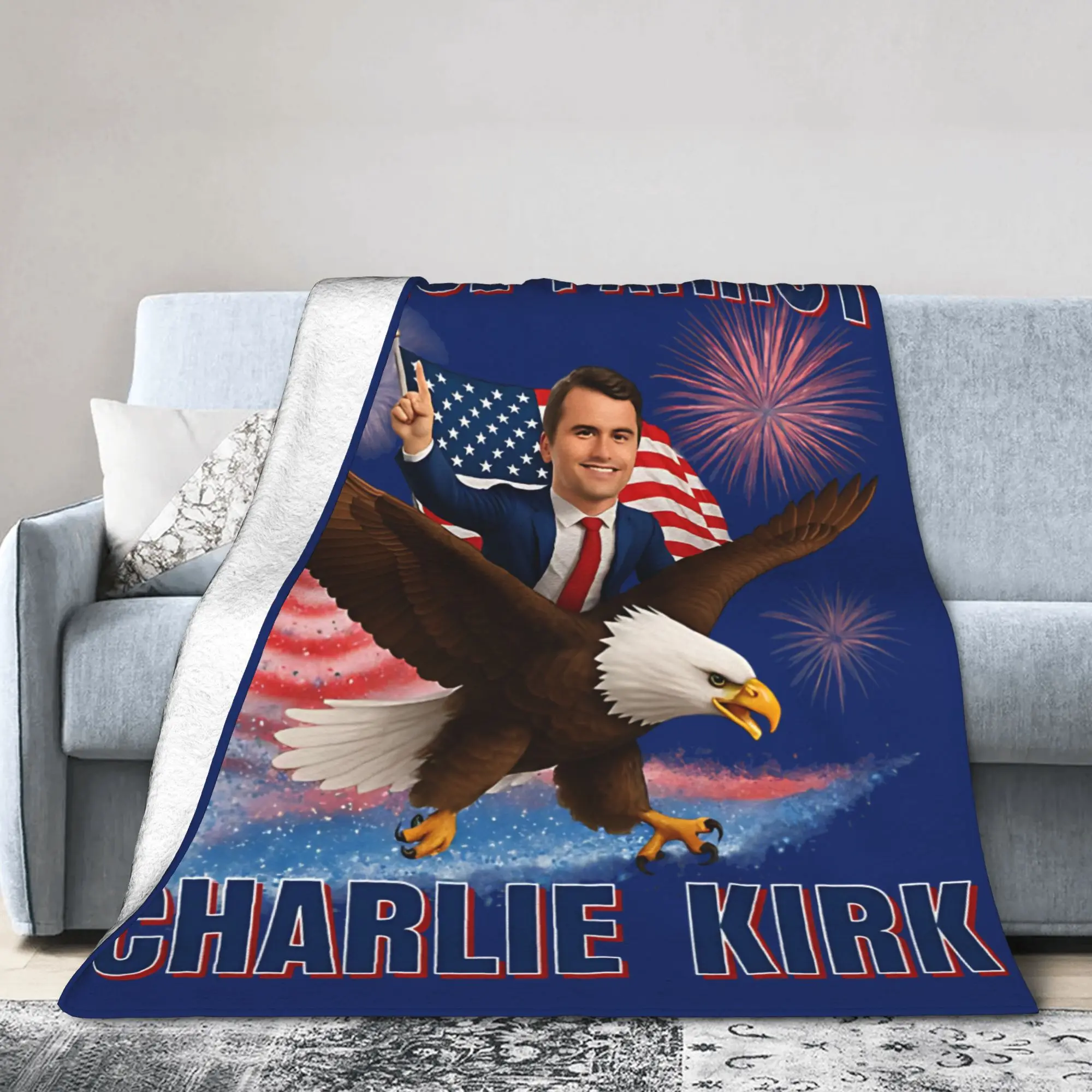 Charlie Kirk A True Patriot RIP Blanket  Plush Throw Blankets Home Couch Portable Lightweight Bedsprea,