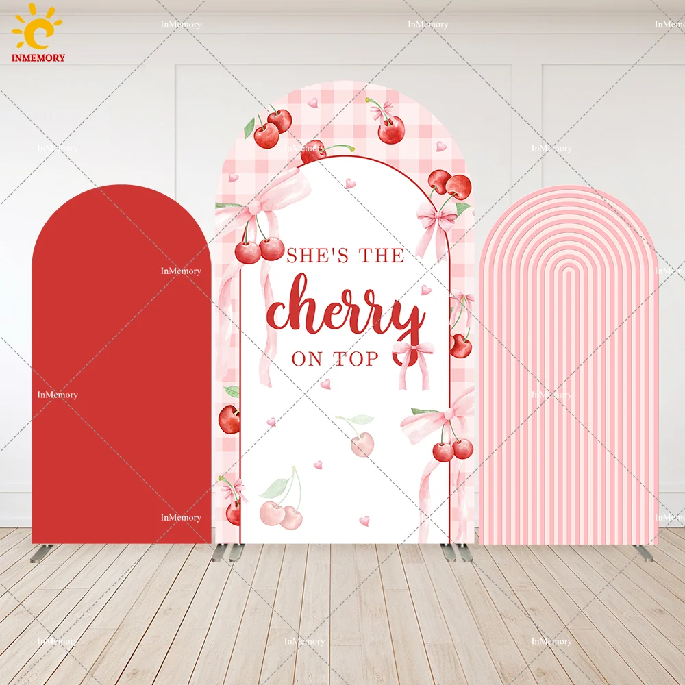 

She's Cherry on the Top Вечеринка Арка Фон Стены Панели Девушки Baby Shower Декор Красные Полосы Тема День Рождения Фон