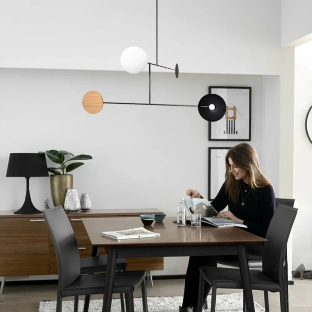 Chandelier Minimalist Rotating Light Design Geometric Pole Hanging Light Dining Room Indoor Home Coffee Shop Light