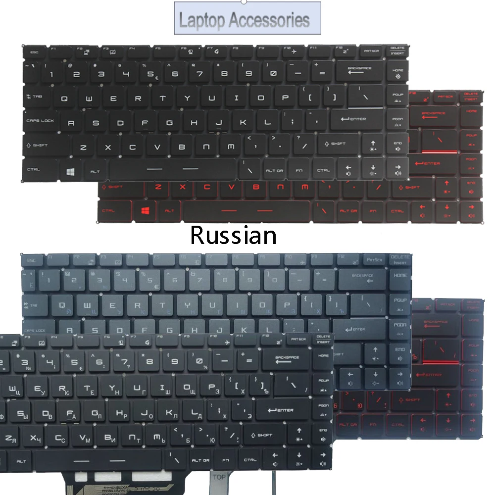 New Backlit US/Russian/Spanish Keyboard For MSI GS65 GS65VR MS-16Q1 GF63 8RC MS-16R1 MS-16R4 GF65 Thin 9SD 10SD MS-16W1 MS-16WK