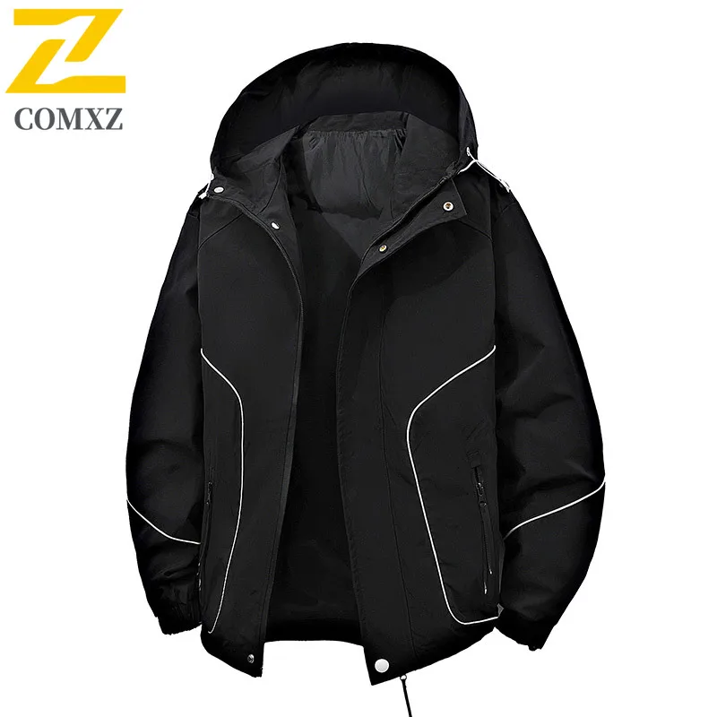 

Men Jacket 2025 New Big Size Outdoor Workwear Trend Versatile Windproof Waterproof Hooded Jacket Casual Mountain Camping Jacket
