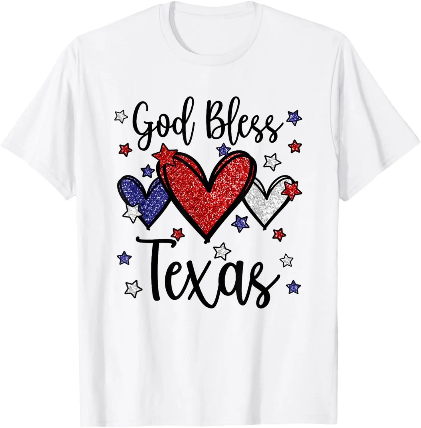 

God Bless Texas Hearts For Patriotic Women & Fourth Of July T-Shirt