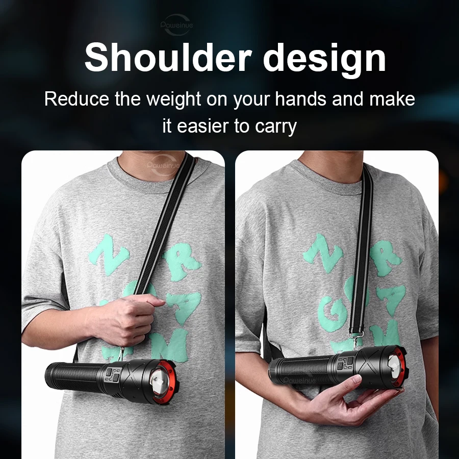 2026 جديد مصباح ليد جيب فائق السطوع USB قابلة للشحن التكبير مشاعل طويلة المدى 6000 متر التكتيكية الشعلة التخييم الصيد العمل مصباح