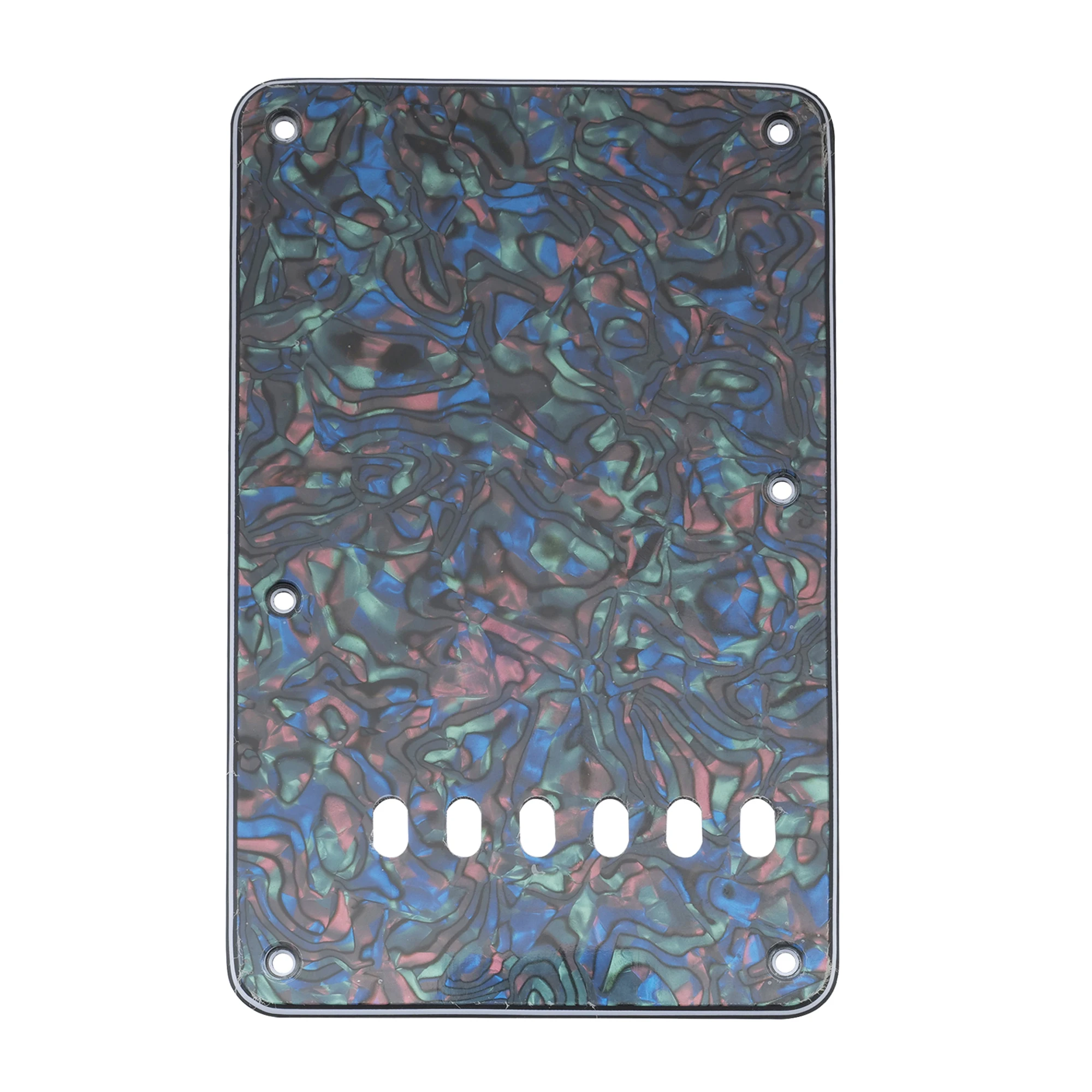 Musiclily Pro 6 Holes Back Plate Tremolo Cavity Cover Backplate for Affinity Series Squier ST Guitar, 4Ply Abalone Shell