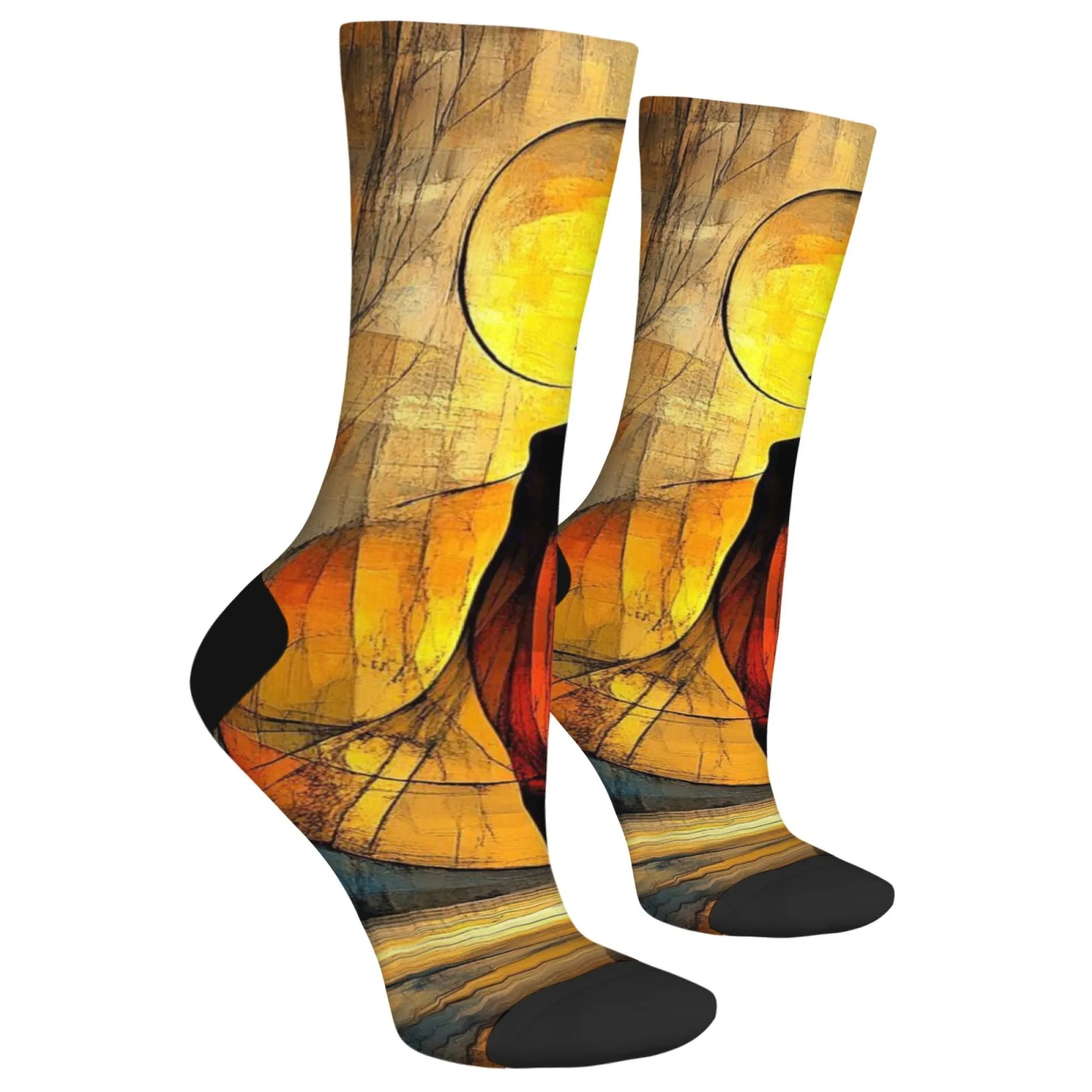 صورة ظلية لراقصة الجوارب الرجالية جوارب الهالوين السعيدة هدية الجدة متعة جوارب ضغط ريترو ستايل موضة جوارب رياضية