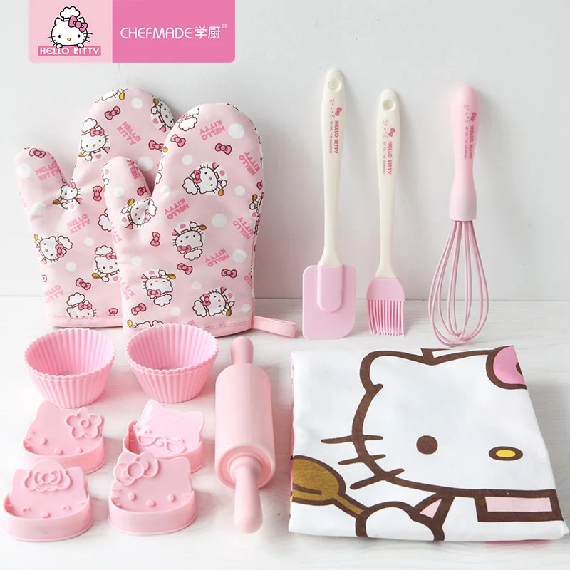 Hello Kitty Egg Beater Sanrio Anime Ice Tray Glass Measuring Cup Panel Flour Sieve Cake Mold Baking Tools Household Kitchen Gift