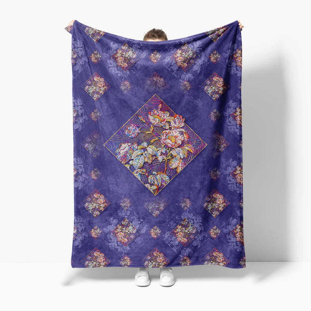 

Флисовое одеяло с цветочным принтом, диван-кровать, декоративное покрывало, декоративное одеяло для гостиной, спальни