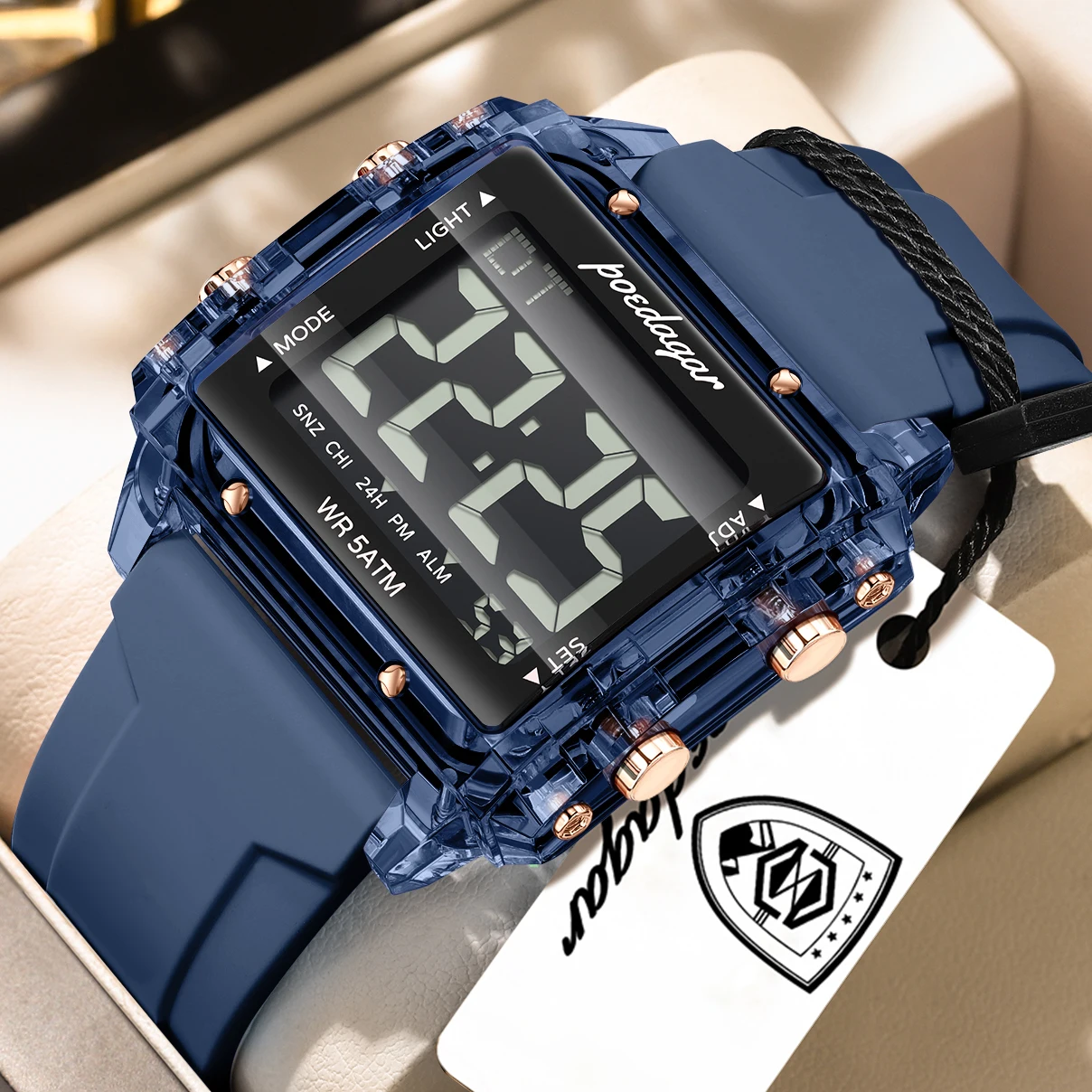 POEDAGAR Fashion Digital Men Watch Waterproof Week Date Alarm Male Wristwatch Silicone Strap LED Electronic Sports Men's Watches