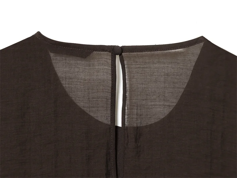 Haut femme 2025 automne nouveautés marron foncé à manches longues couches décoratives haut ample décontracté mode Style polyvalent