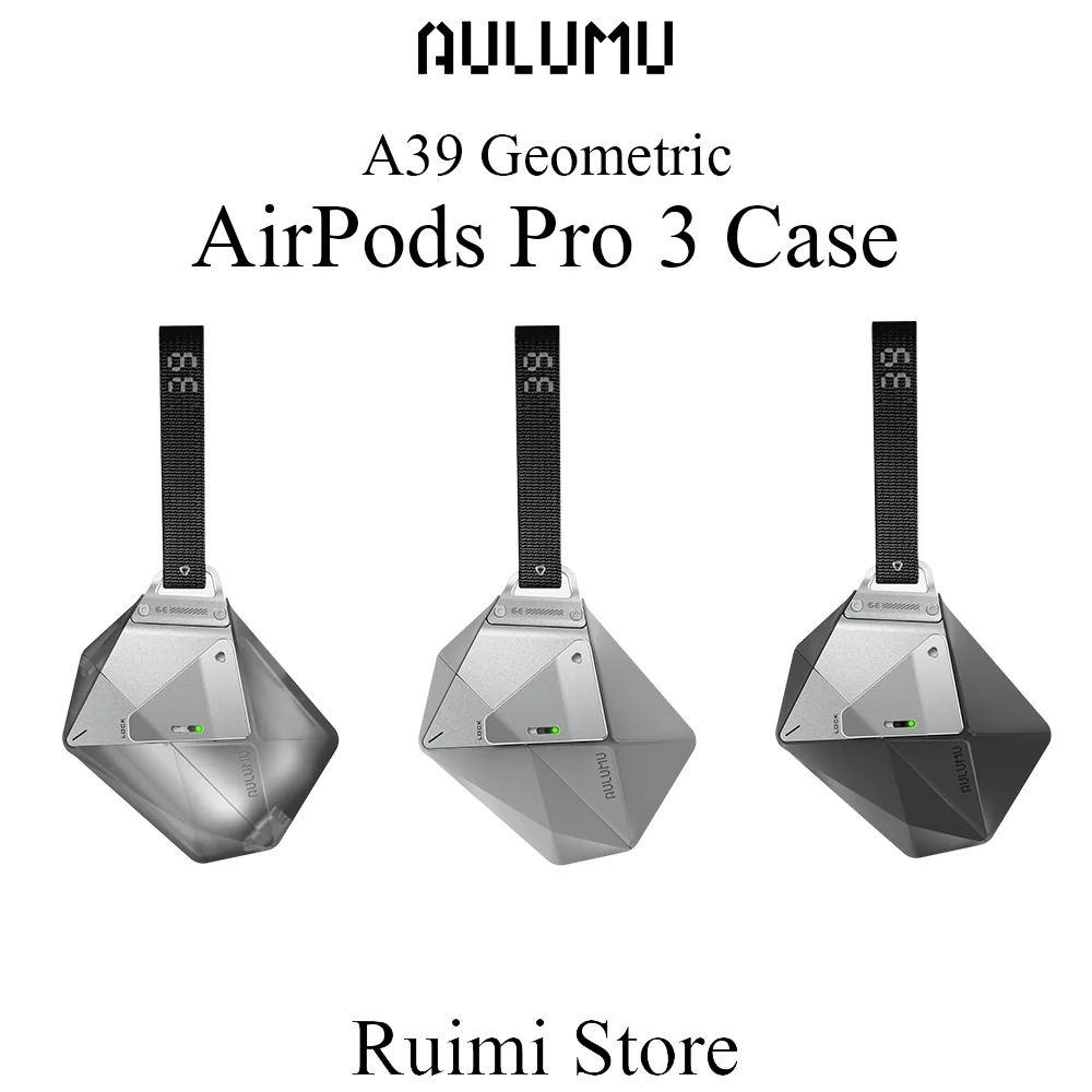 Image of AULUMU A39 Geometrische Stoßdämpfende Anti-Fall-Kopfhörerhülle mit Trageband Nur für Pods Pro3