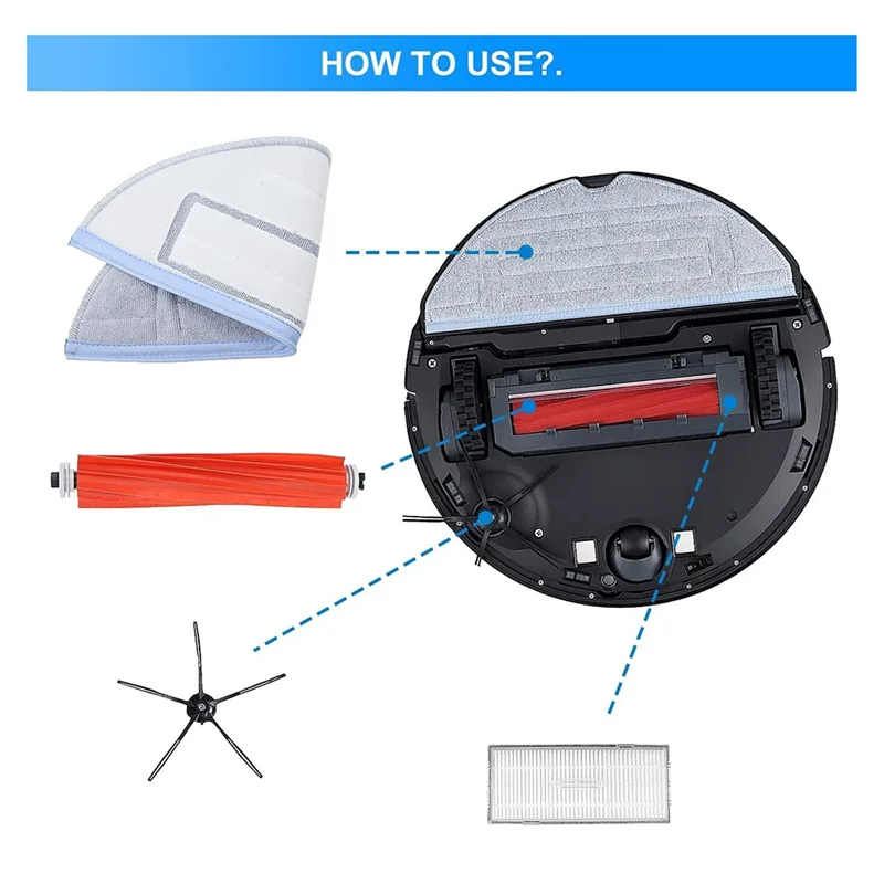 ABRW-Pezzi di ricambio di ricambio per Roborock S7 Maxv, S7 Maxv Ultra, S7 Pro Ultra, T8 Plus, G10S Robot aspirapolvere, spazzola principale, sacchetti per la polvere