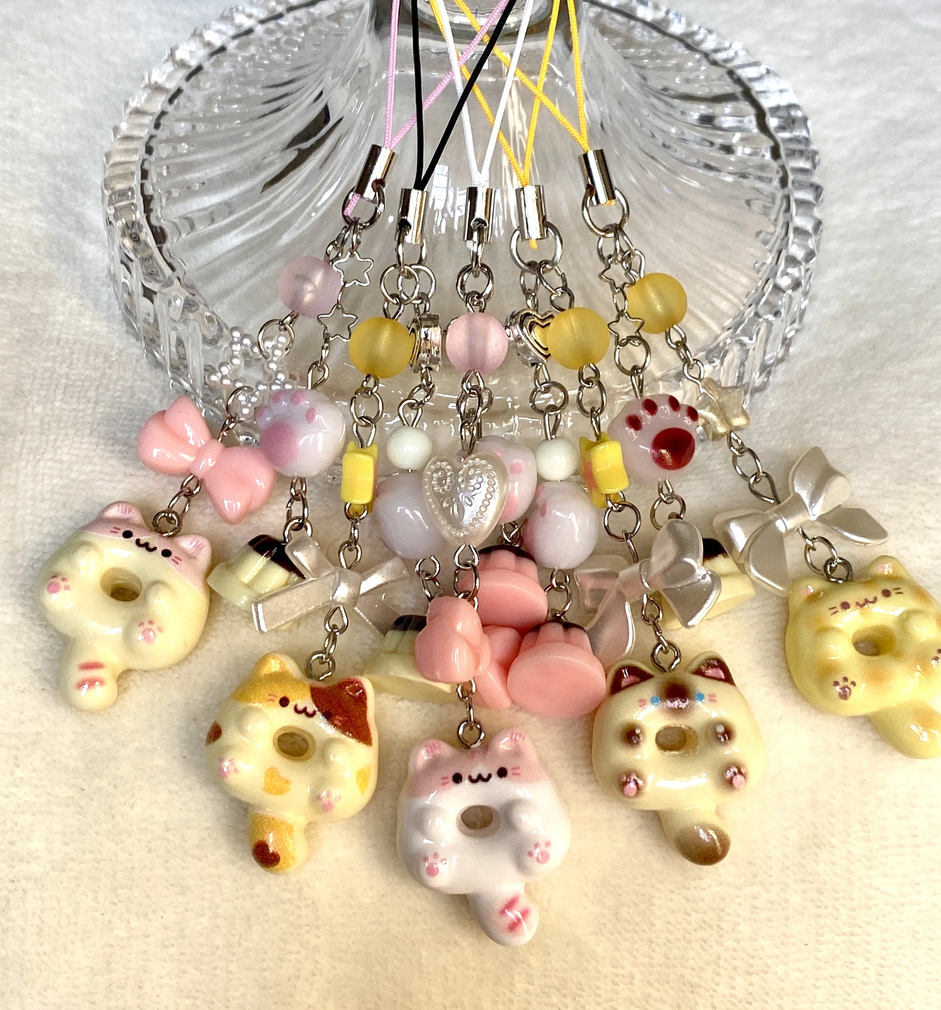 Llavero con pudín de gatito Kawaii, lindo colgante para teléfono móvil y bolso, regalo creativo