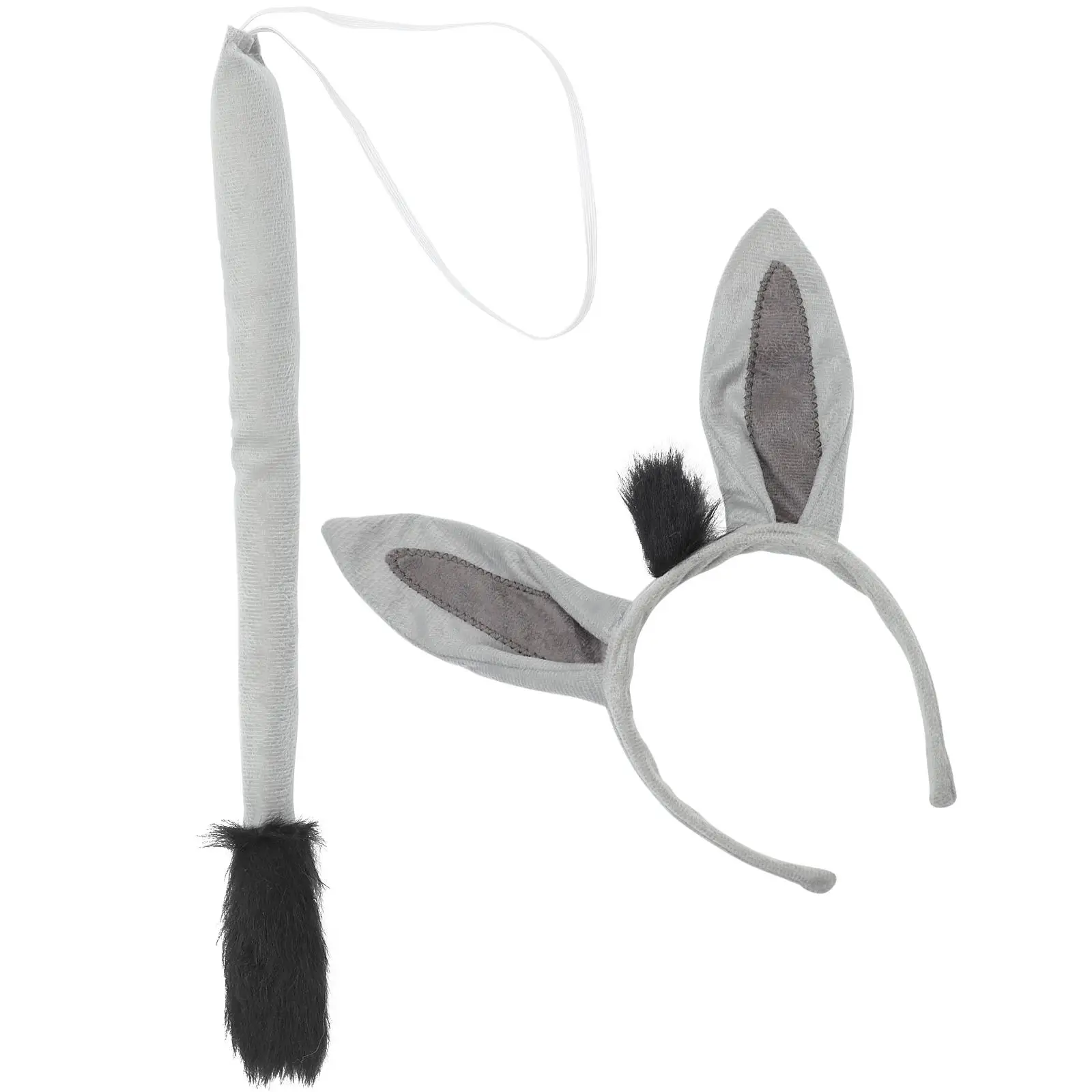 Headbands Donkey Tail Set Animal Costume Accessory Accessories Aldult Cosplay Props Grey Ears Outfit Baby