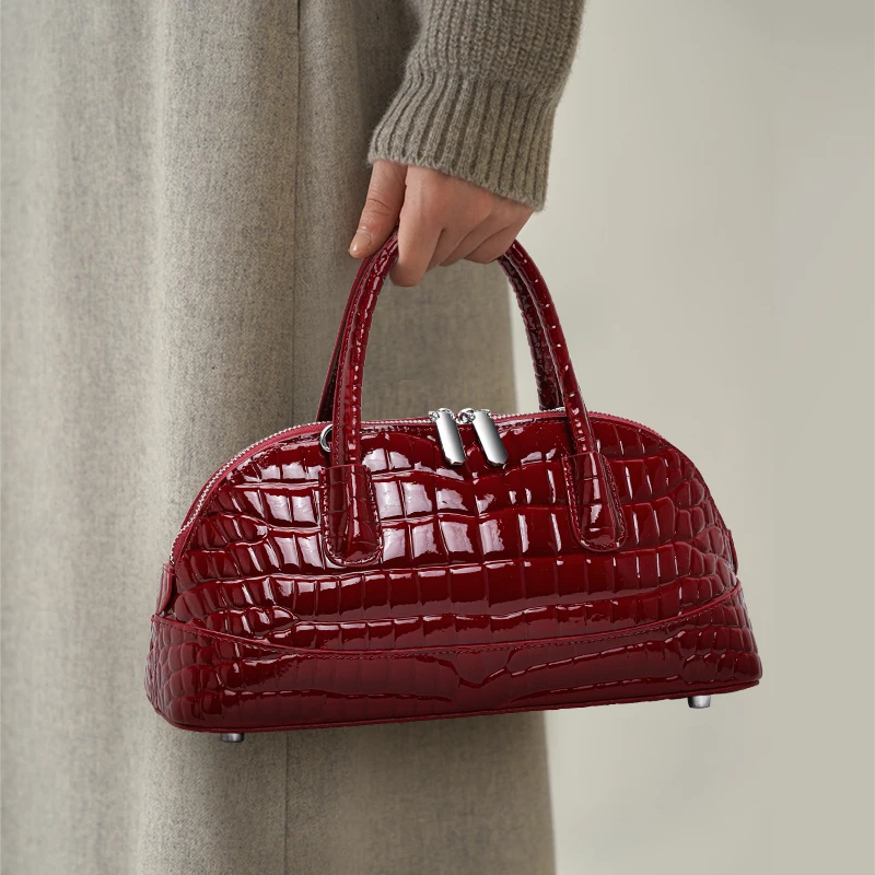 New Women's Genuine Leather Crossbody Bag, Large Capacity, Crocodile Pattern, Luxury Premium Feel, Lightweight Shell Handbag