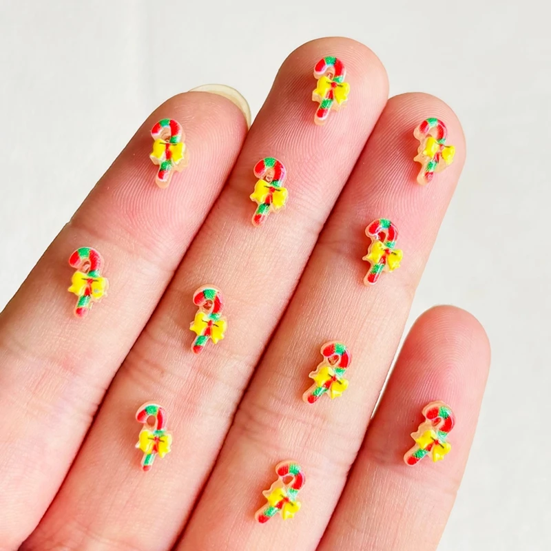 55 pieces of resin cute mini cartoon Christmas crutch nail art rhinestone art flat DIY scrapbook decorative jewelry A155