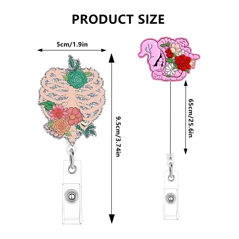 New Arrival Nurse Badge Reels Retractable Badge Holders With Alligator Clip Organ Heart Id Badge Clip For Doctor Nursing Student