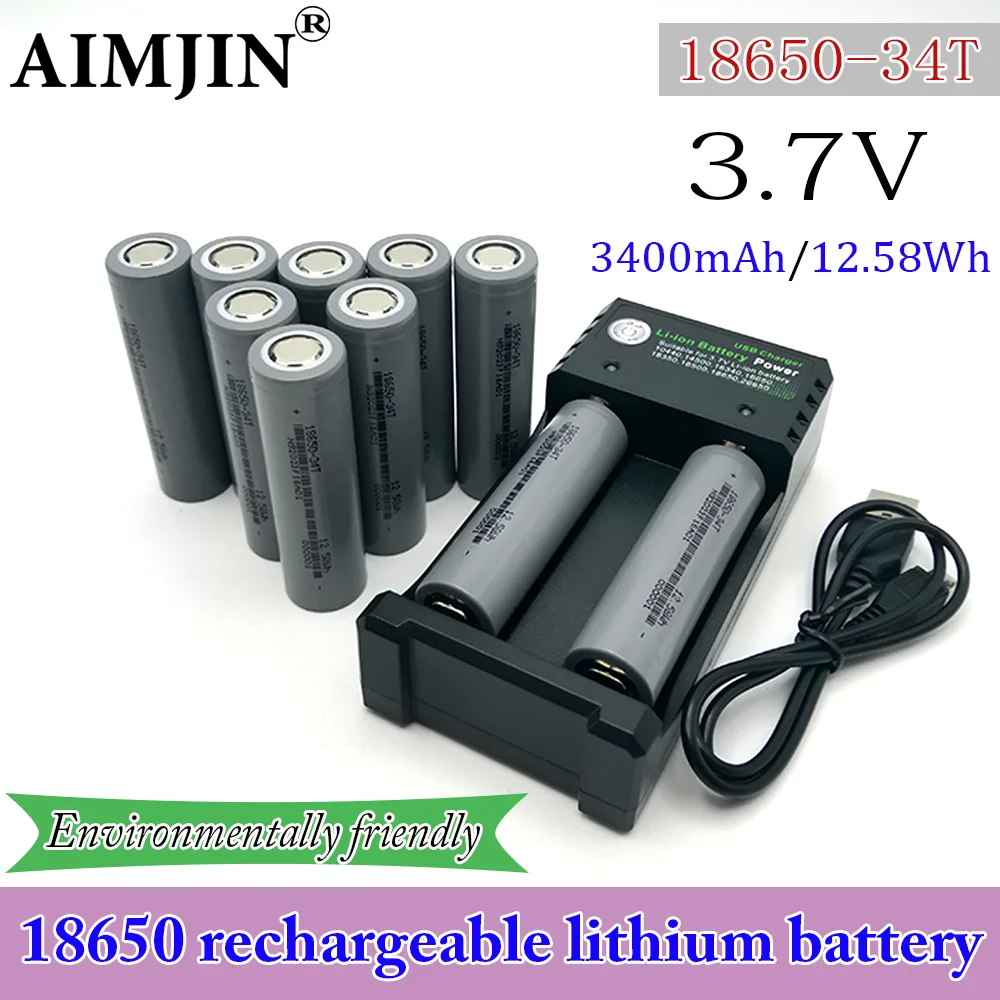 

18650 battery 3.6V 3400mAh 18650-34T lithium battery rechargeable Power battery with Charger