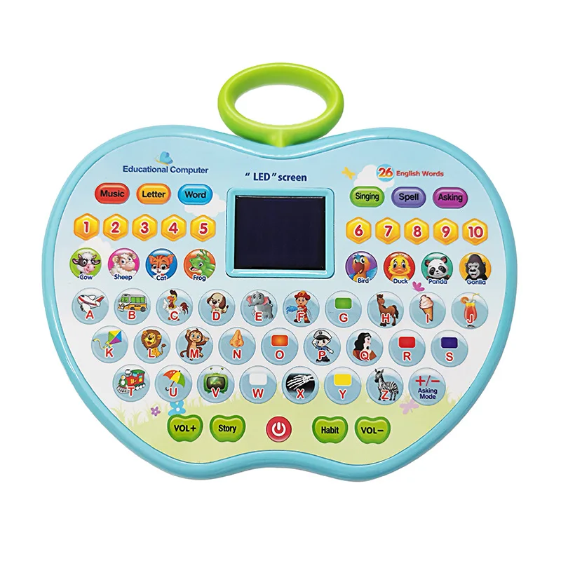 New Children Early Tablet LED Pad  Music Sounding Toy  Gifts  Point Reading Machine  Educational Toys Analog Apple for kids