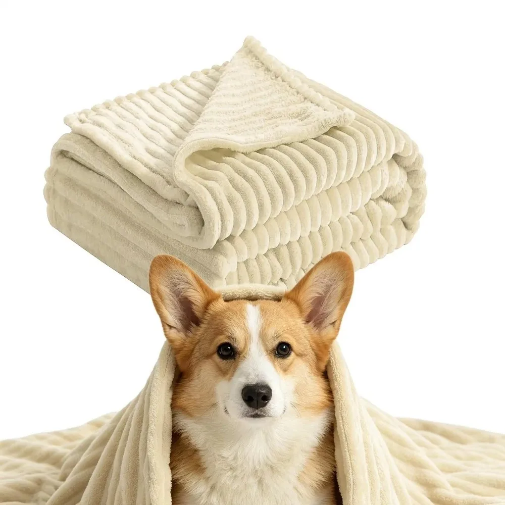New Coral Velvet Dog Calming Blanket Soft Washable Pet Mat Breathable Couch Cover Dog Crate