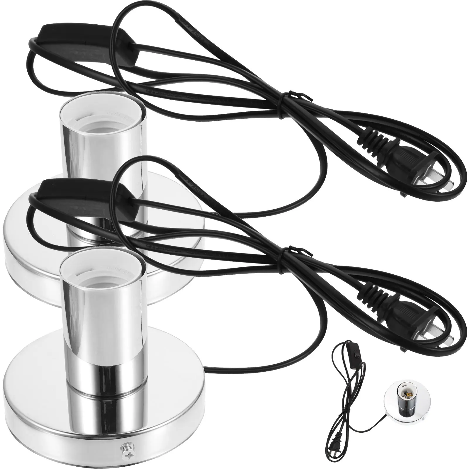 

3Pcs Light Bulb Socket E27 Base Lamp Holder Corded Light Socket Desktop Lamp Part Us Plug Home Lighting Repair Kit