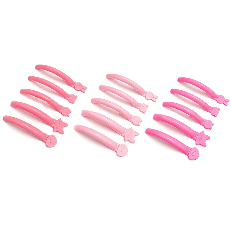 Reusable 5 Pairs Pink Glue Free Silicone Eyelash Perm Pads Sticky Lashes Rods Shield Lifting 3D Eyelash Curler Applicator Tool