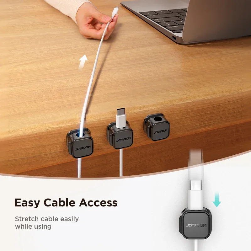 Joyroom 3/6PCS Magnetic Cable Clips Adjustable Cable Cord Organizer Under Desk Cable Management Wire Keeper Desktop Cable Holder