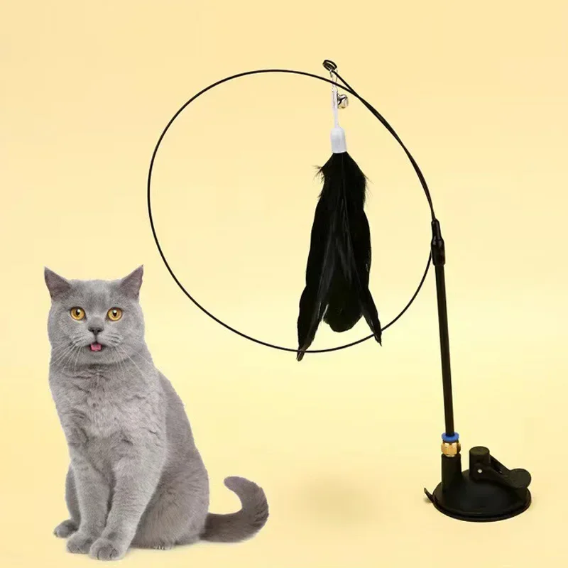 

Cat Play Interactive Toys, Kitten Toys, Super Suction Cups, Detachable 2 Feather Substitutes, Cat Accessories, Pet Toys