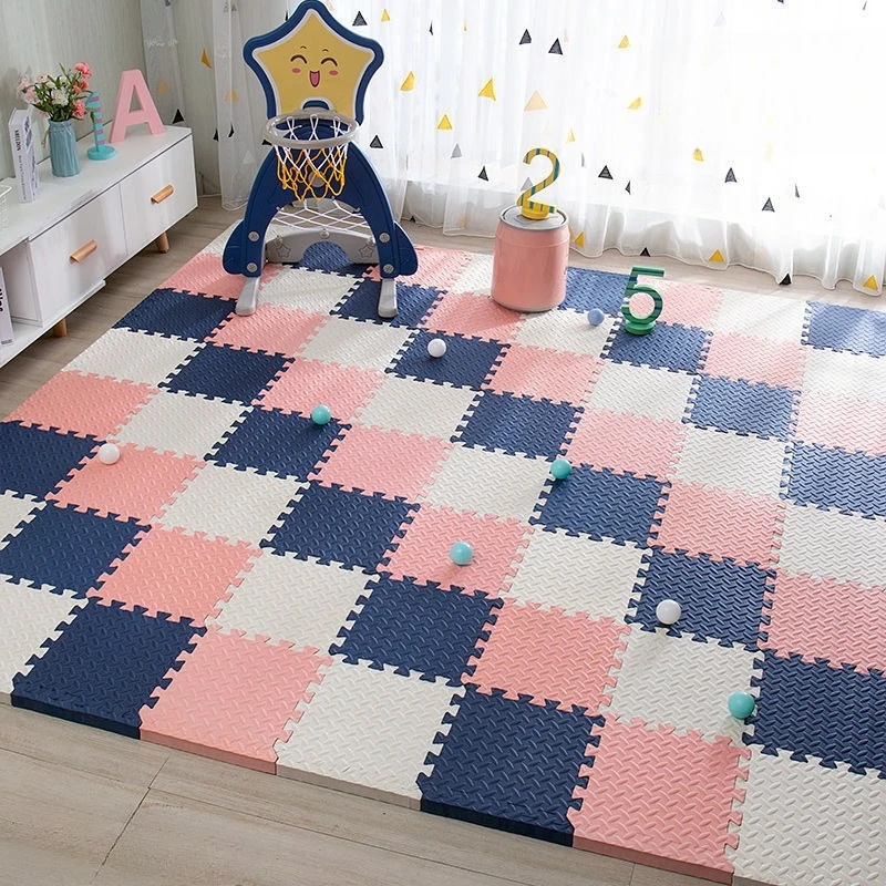 15Pcs 30x30x1CM Non-Slip Splicing Floor Mat Puzzle Carpet Leaf-pattern Foam Flooring Material Rug Interlocking Morandi Color Mat