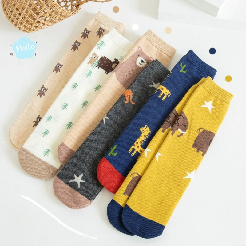 Calcetines algodón para bebés y niños, medias largas con estampado hasta rodilla para niños