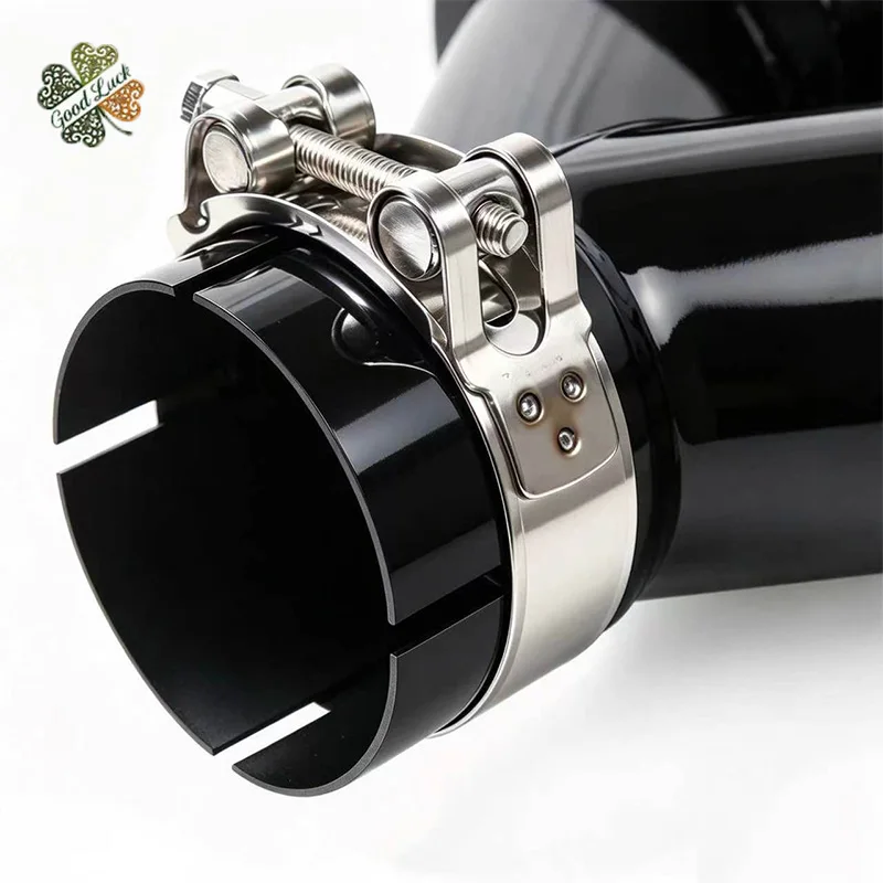 Upgrade Dual Auto Exhaust Tip Bright Black Stainless Steel For Universal Car Accessories Tailpipe Decoration Nozzles of Muffler